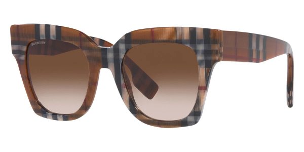 women's checkered brown 51mm sunglasses