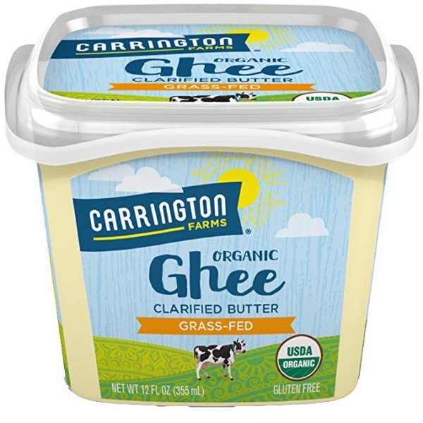 USDA Organic Grass Fed Ghee, 12oz, Compare our cost per oz and Certified Organic, Carrington Farms