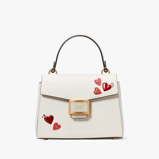 Katy Heart Embellished Small Top-handle Bag