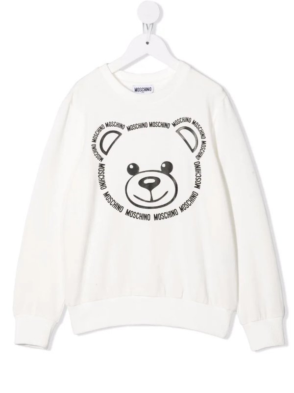 teddy bear-motif cotton sweatshirt