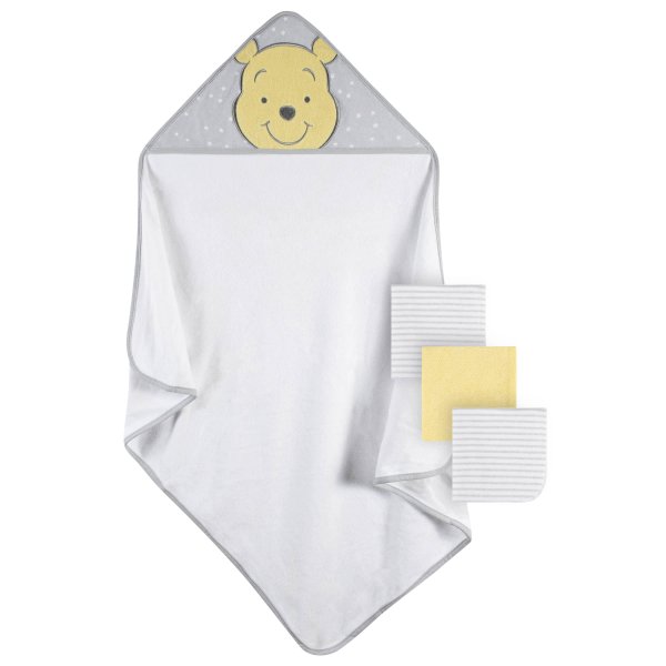 4-Piece Disney Baby Winnie the Pooh Hooded Towel & Washcloth Set