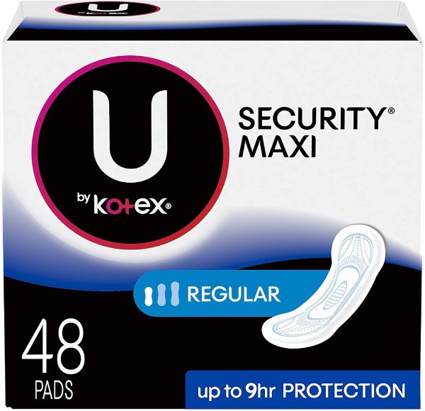 Security Maxi Pads, Regular, Unscented, 192 Count (4 Packs of 48)