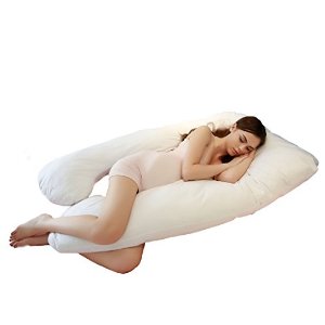 Jan Butterfly U-Shape Total Body Pregnancy Maternity Pillow with Removable 100% Cotton Anti-allergy Zipper Cover –White