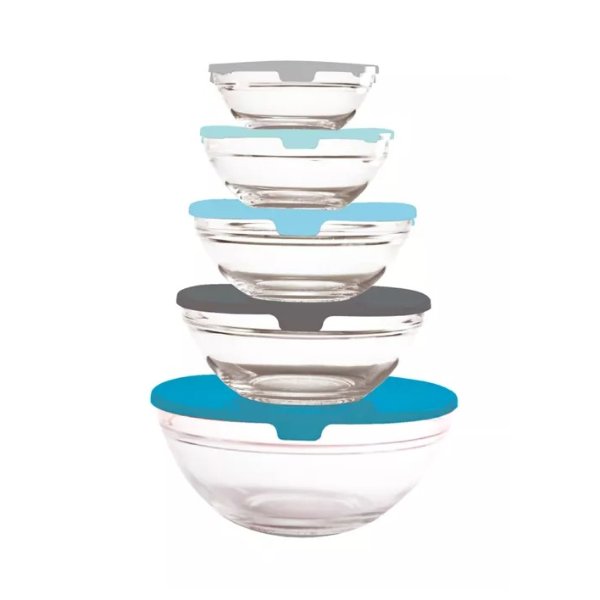 Set of 5 Glass Storage Bowls