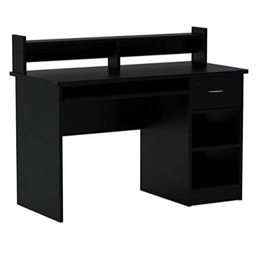 OneSpace Essential Computer Desk, Hutch with Pull-Out Keyboard, Black