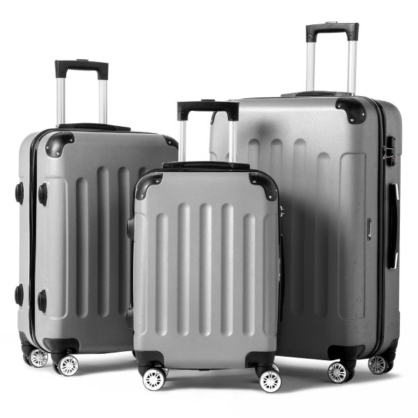 Hardside Lightweight Spinner Gray 3 Piece Luggage Set with TSA Lock