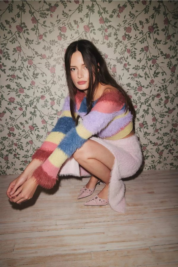 Chloe Stripe Eyelash Sweater
