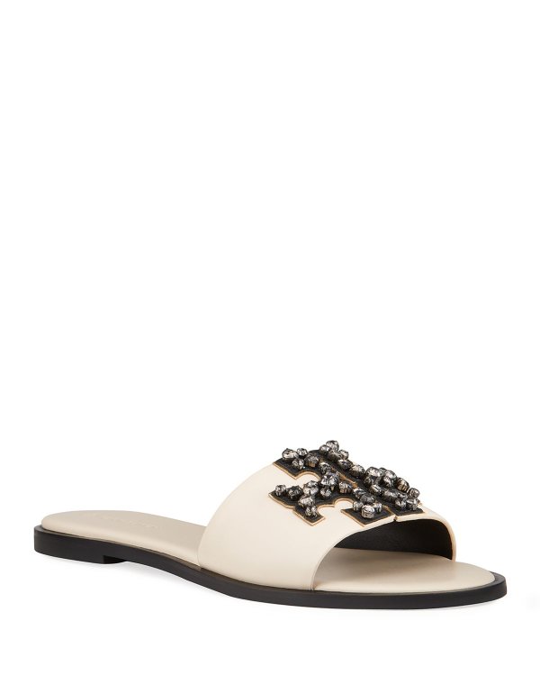 Ines Embellished Flat Slide Sandals