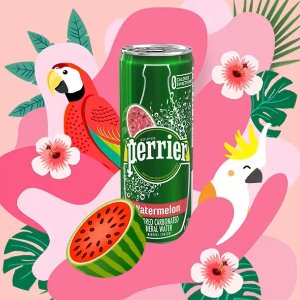 Perrier Watermelon Flavored Carbonated Mineral Water 30 Pack