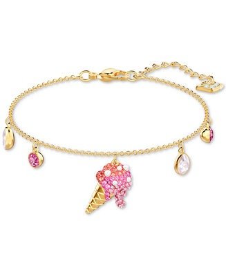 Gold-Tone Crystal & Imitation Pearl Ice Cream Charm Bracelet