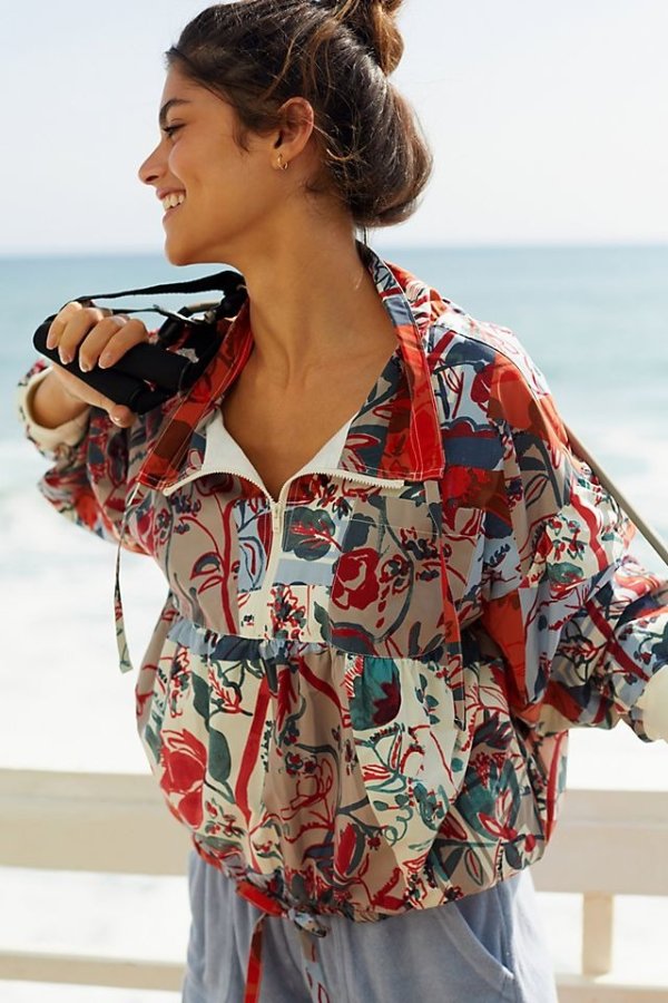 Daily Practice by Anthropologie Floral Windbreaker Jacket
