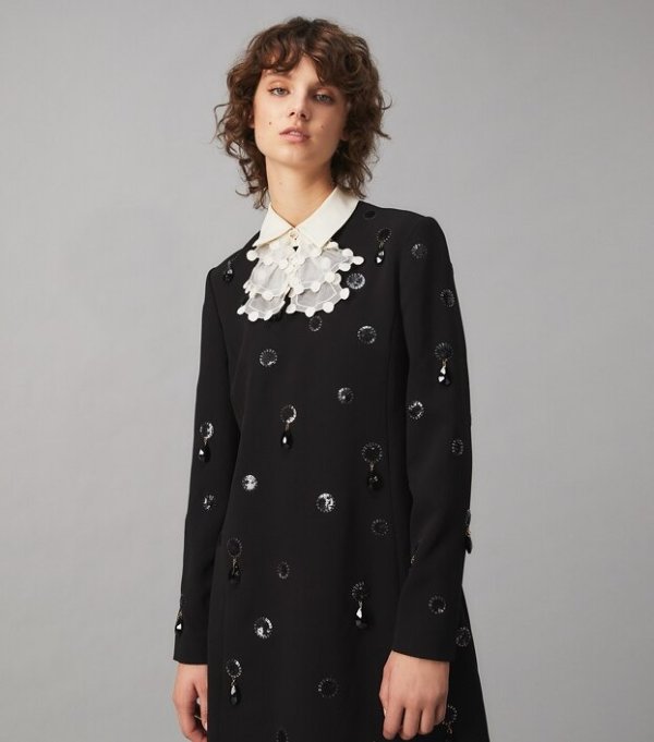 Jewel-Embroidered Shift DressSession is about to end