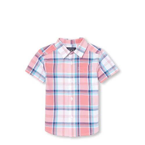 Baby And Toddler Boys Dad and Me Short Sleeve Plaid Matching Poplin Button Down Shirt