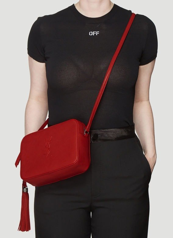 Lou Leather Camera Bag in Red