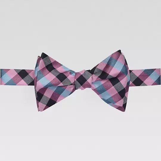 Pink Check Bow Tie
