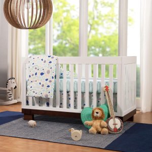 Babyletto Modo 3-in-1 Convertible Crib with Toddler Bed Conversion Kit in Espresso and White, Greenguard Gold Certified