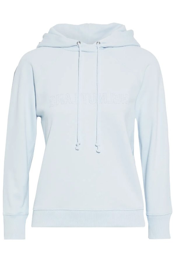 Embroidered French cotton-terry hoodie