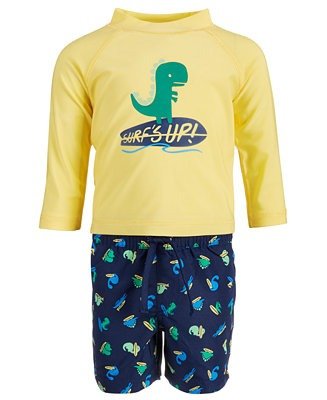Baby Boys 2-Pc. Dino Rash Guard & Swim Trunks Set, Created for Macy's