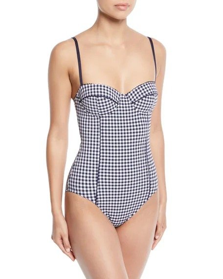 crosby check underwire one-piece swimsuit