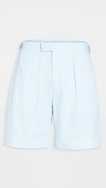 Light Blue Pinstripe Suit Shorts