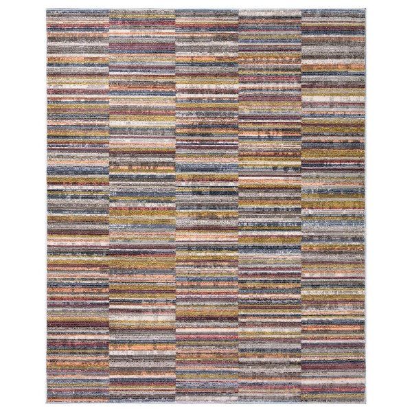 Lorraine Multi-Color 5 ft. x 7 ft. Striped Low Pile Cotton Backed Area Rug