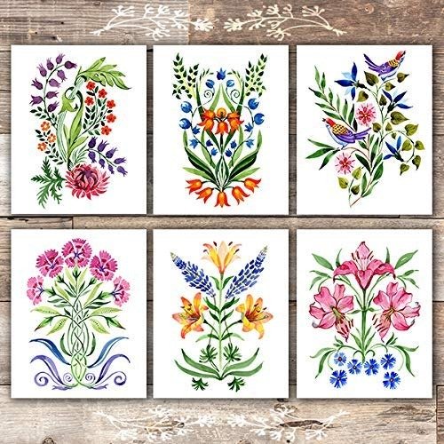 Colorful Floral Arrangements Art Prints (Set of 6) - Unframed - 8x10s