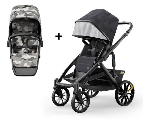 Switch&Roll Single-to-Double Stroller + Color Kit Bundle - Ice Camo
