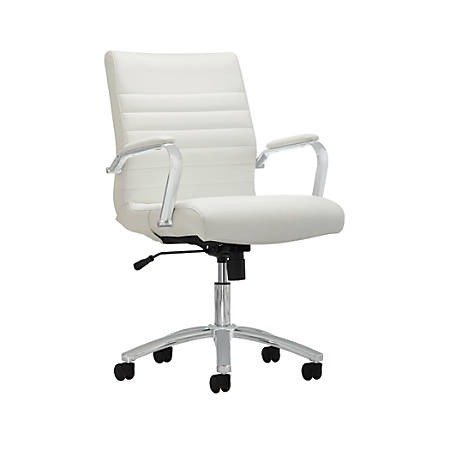 Realspace® Modern Comfort Series Winsley Bonded Leather Mid-Back Chair, White Item # 907932