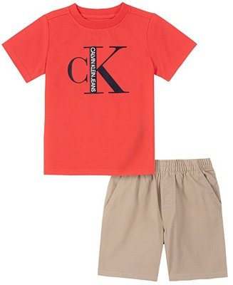 Toddler Boys 2-Piece Big Monogram T-shirt and Pull-On Twill Shorts Set