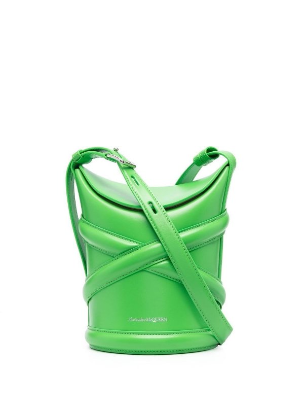 The curve small leather bucket bag
