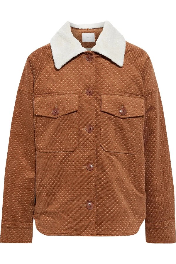Draper faux shearling-trimmed printed cotton-blend drill jacket