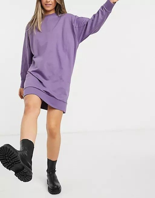 seam detail sweatshirt dress in purple | ASOS