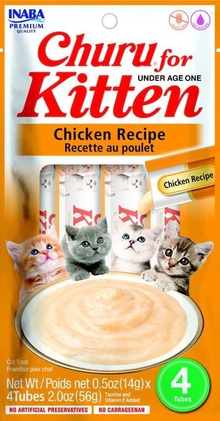 Churu for Kittens Chicken Recipe Puree Grain-Free Lickable Cat Treats