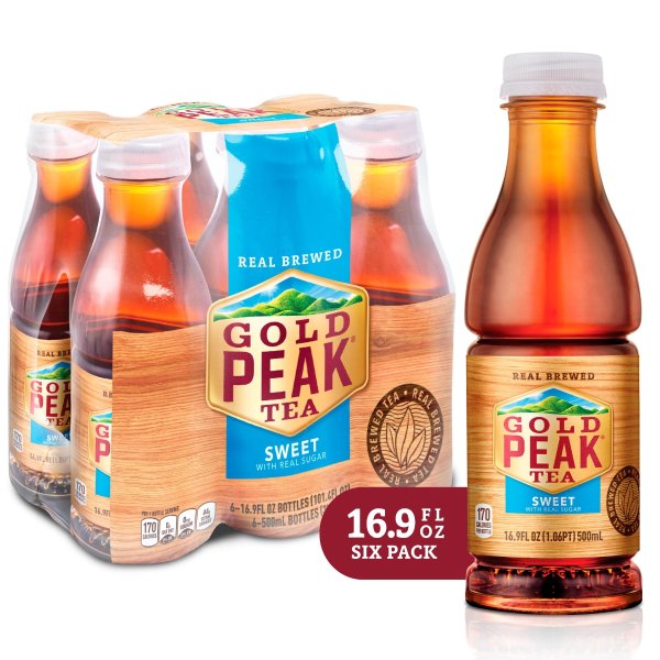 (2 Pack) Gold Peak Iced Tea, Sweet tea, 16.9 Fl Oz, 6 Count