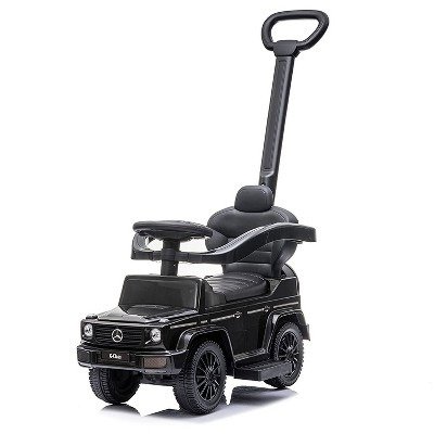 Kids Outdoor Stroller Mercedes G-Wagon 3-in-1 Push Car with Detachable Handle, Safety Rails, and Working Horn