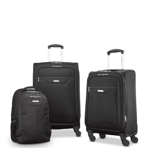 Tenacity 3 Piece Luggage Set - Black, Blue, 25", 21", Backpack