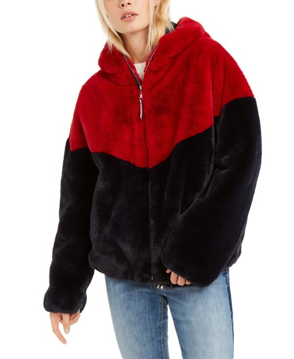 Hooded Faux-Fur Teddy Jacket, Created For Macy's