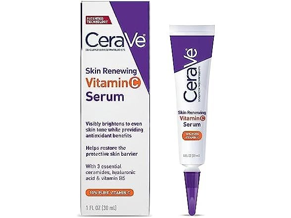 (2 Pack) CeraVe Vitamin C Serum with Hyaluronic Acid | Skin Brightening Serum for Face with 10% Pure Vitamin C | Fragrance Free | 1 Fl. Oz