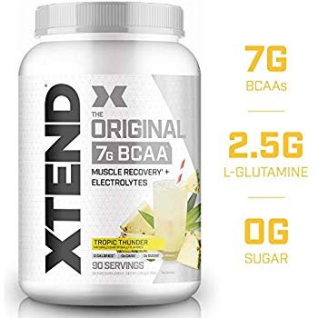 XTEND Original BCAA Powder Tropic Thunder, Sugar Free Post Workout Muscle Recovery Drink with Amino Acids, 7g BCAAs for Men & Women, 90 Servings, 44.5 Ounce