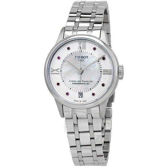 Chemin Des Tourelles White Mother of Pearl Rubies Dial Ladies Watch T099.207.11.113.00