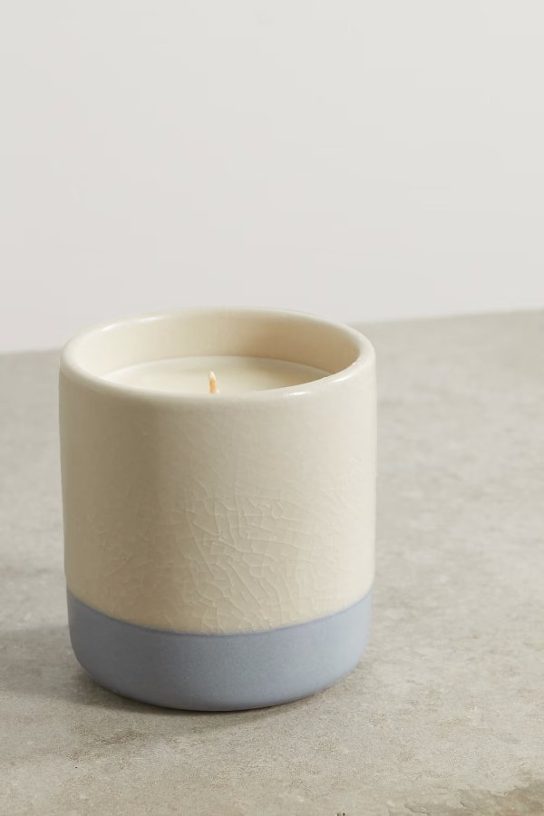Glazed ceramic tumbler with refill candle