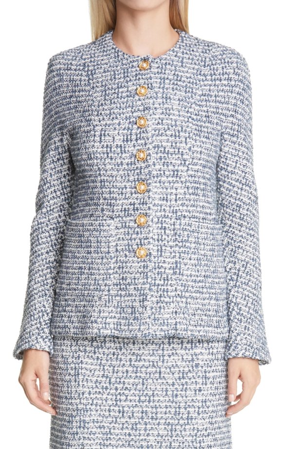 Bicolor Tweed Knit Jacket