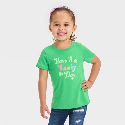 Toddler Girls' St. Patrick's Day 'Have A Lucky Day' Short Sleeve Graphic T-Shirt - Cat & Jack™ Green