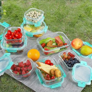 Bayco Glass Food Storage Containers with Lids, 18 Piece