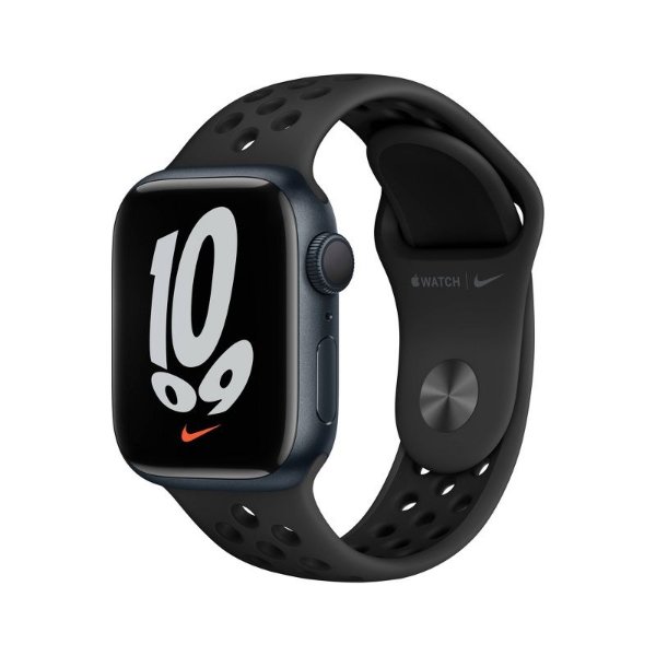 Apple Watch Nike Series 7 GPS, 41mm Midnight Aluminum Case with Anthracite/Black Nike Sport Band