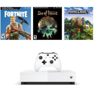 Microsoft Xbox One S 1TB All Digital Edition 3 Game Bundle (Disc-free Gaming), White