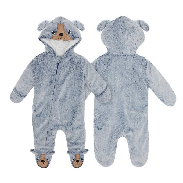 Baby Infant 1-piece Fleece Jumper, Blue or Gray
