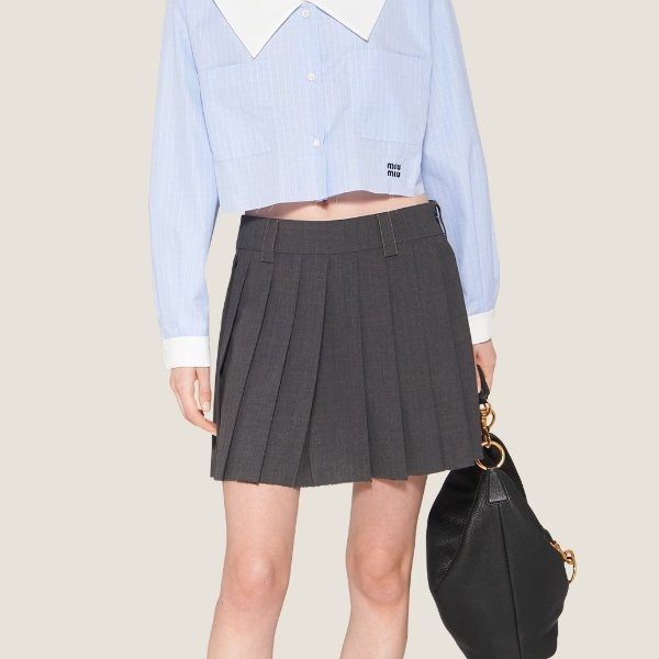 Logo Patch Pleated Skirt