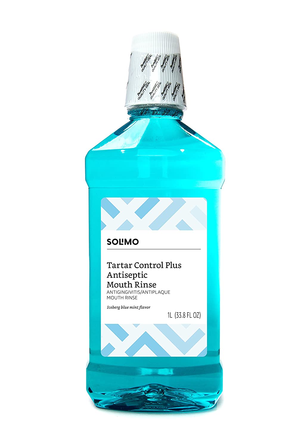 亚马逊品牌-Solimo牙垢控制加防腐漱口水，冰山蓝薄荷，1升，33.8盎司液体，1包