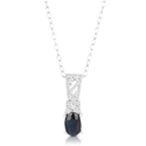 Sapphire & Diamond Pendant in Solid Sterling Silver